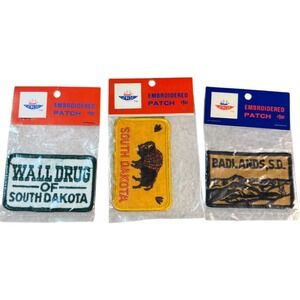 VTG South Dakota Patch Wall Drug Badlands S.D. Buffalo‎ Embroidered Sealed NOS